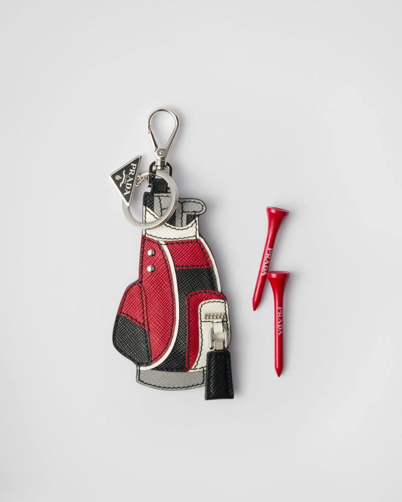Saffiano leather golf tee bag charm 1