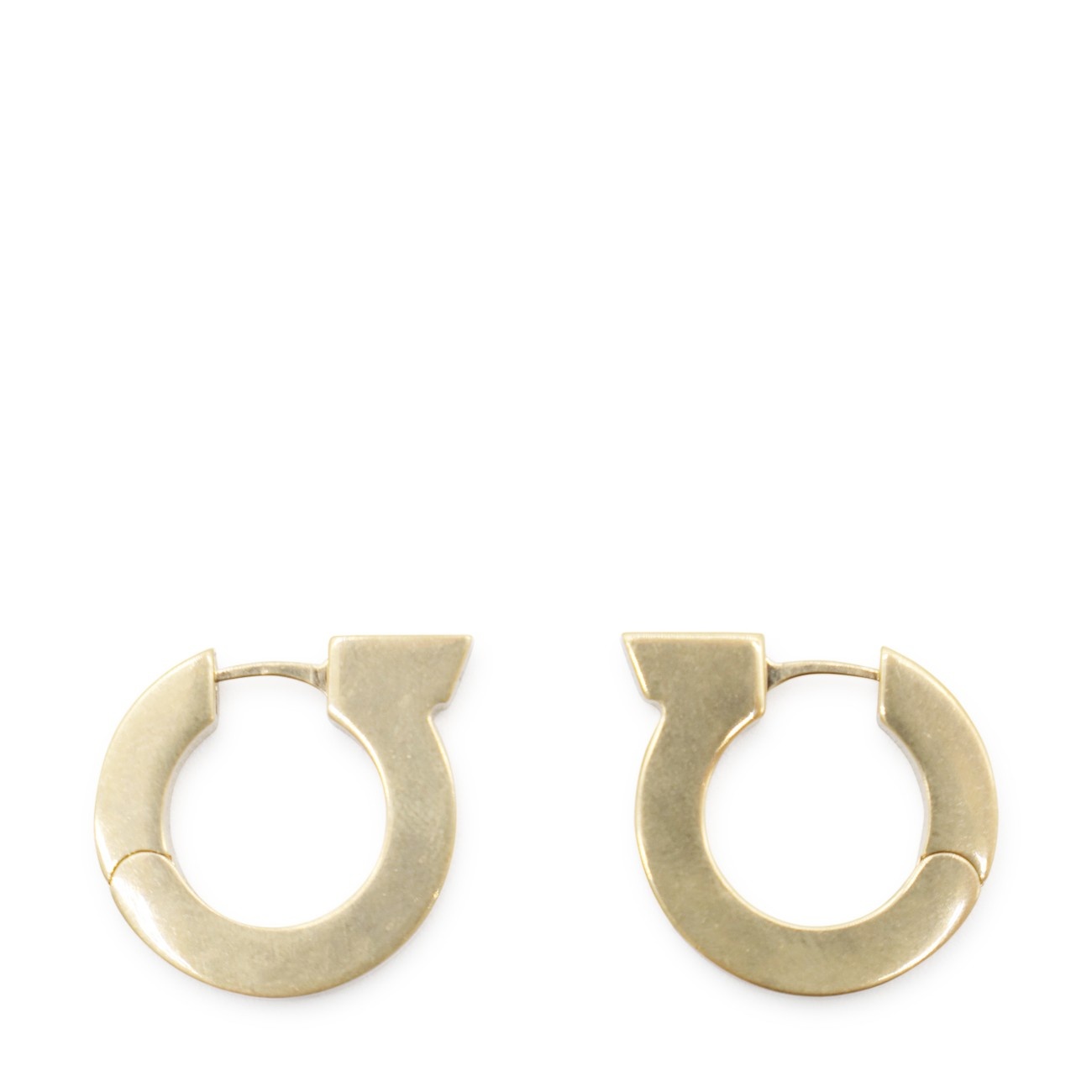 gold metal logo earrings - 2