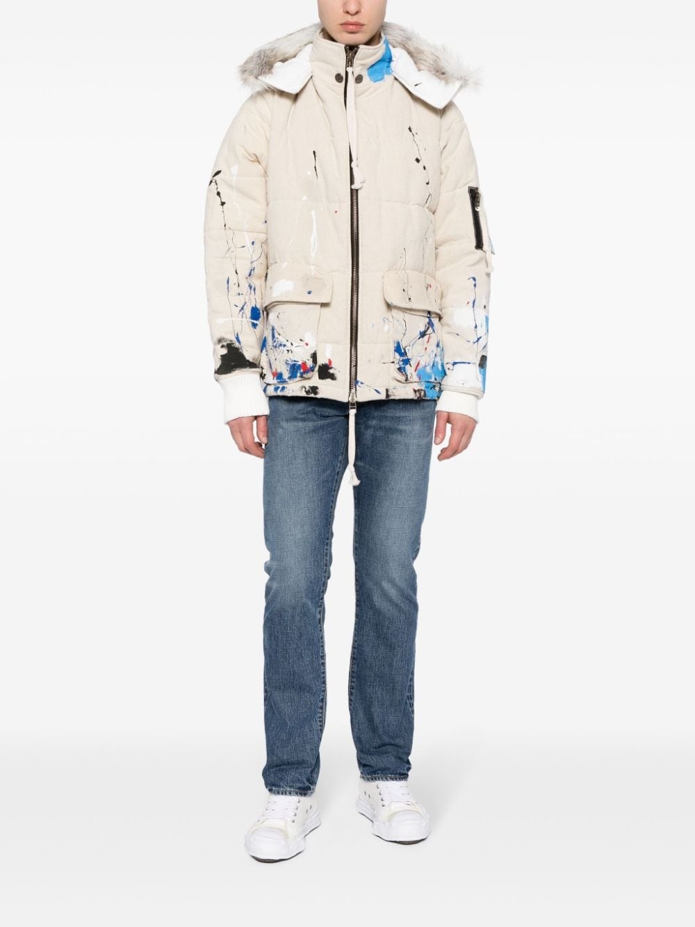 splatter-paint down jacket - 2