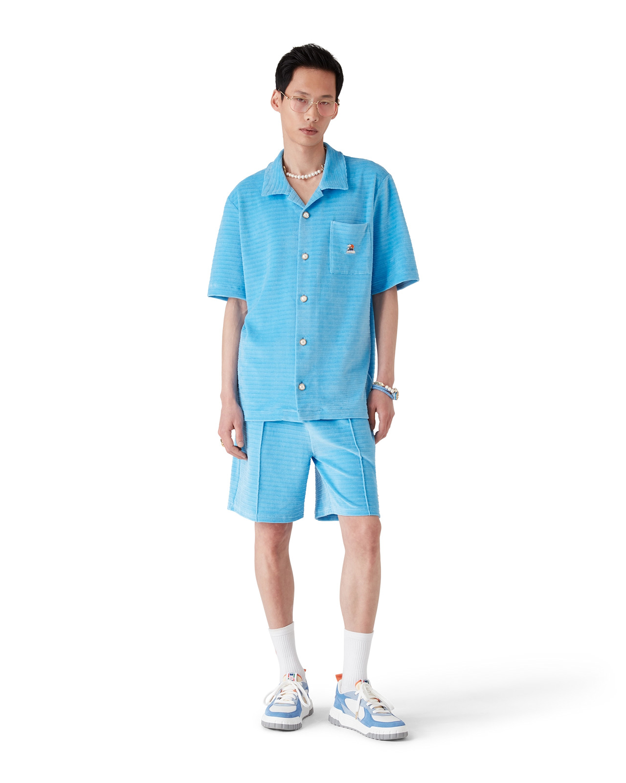 Stripe Velour Short Sleeve Shirt | Casablanca Paris - 2