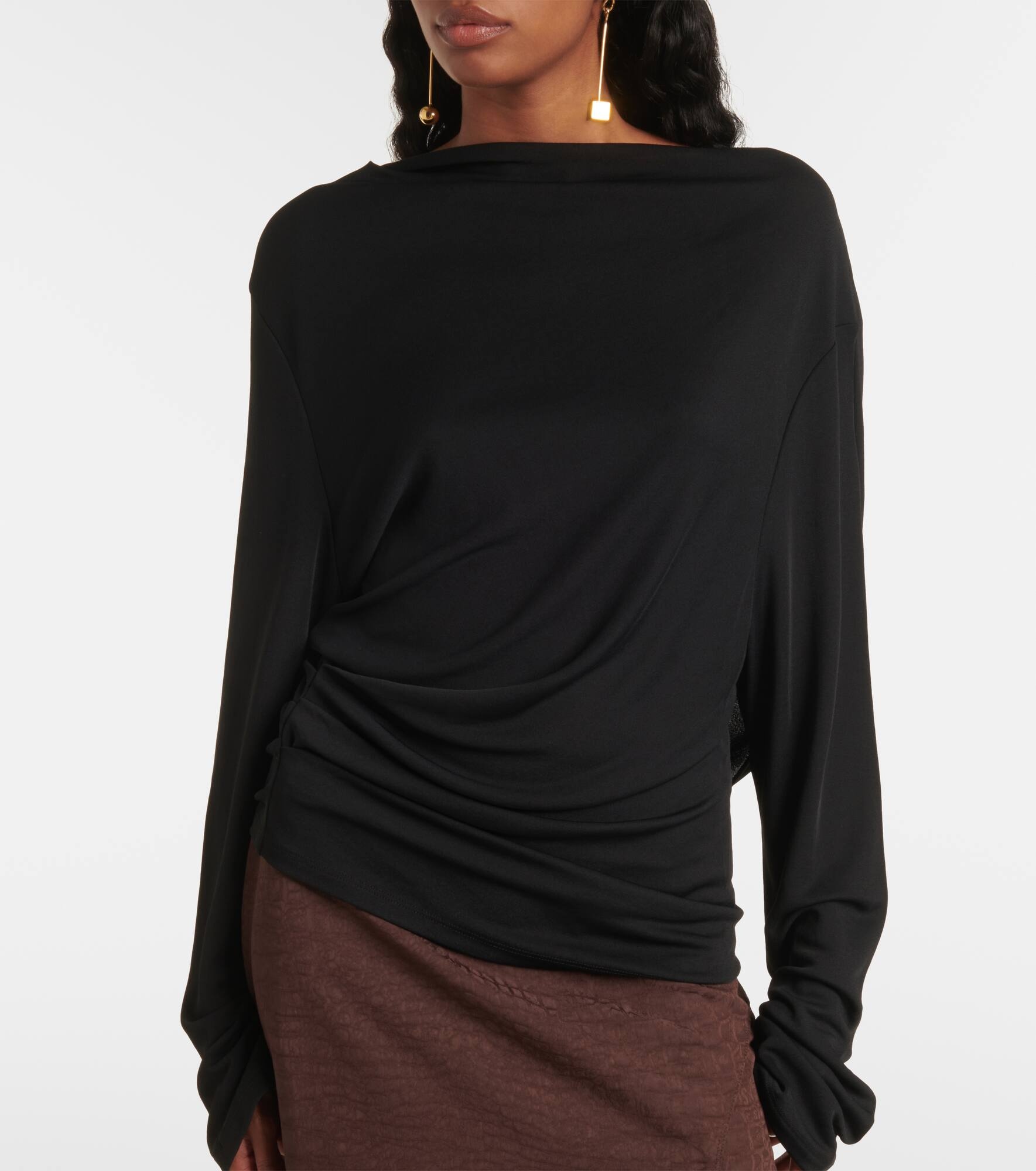 Croisière draped open-back crêpe jersey top - 4