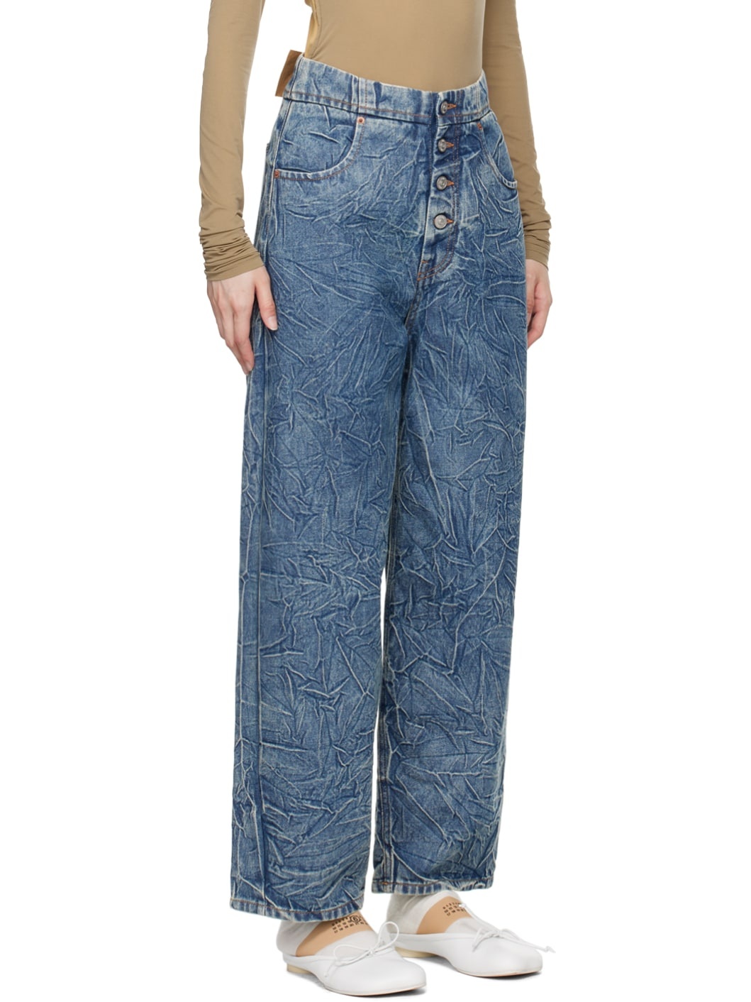 MM6 Maison Margiela Blue Crinkled Jeans | REVERSIBLE