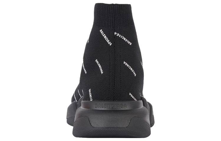 Balenciaga Speed 2.0 Sneakers 'Black Knit with White Allover Logo' 617239W2DBO1090 - 4
