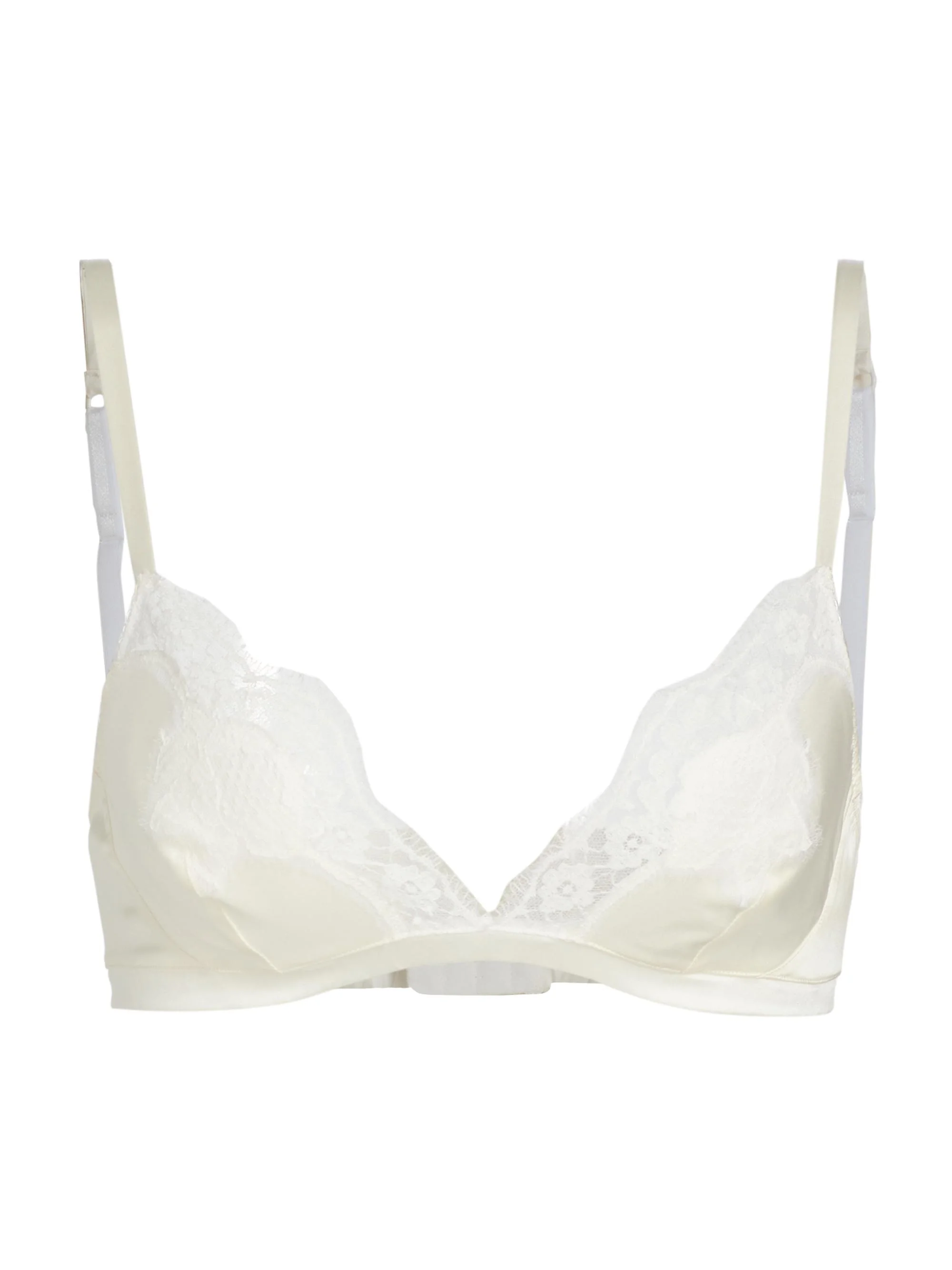 Women's Lace-Trimmed Silk Bra - Bianco Natural - 1