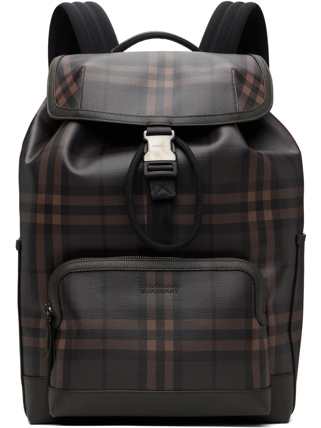 Brown City Check Clip Backpack - 1