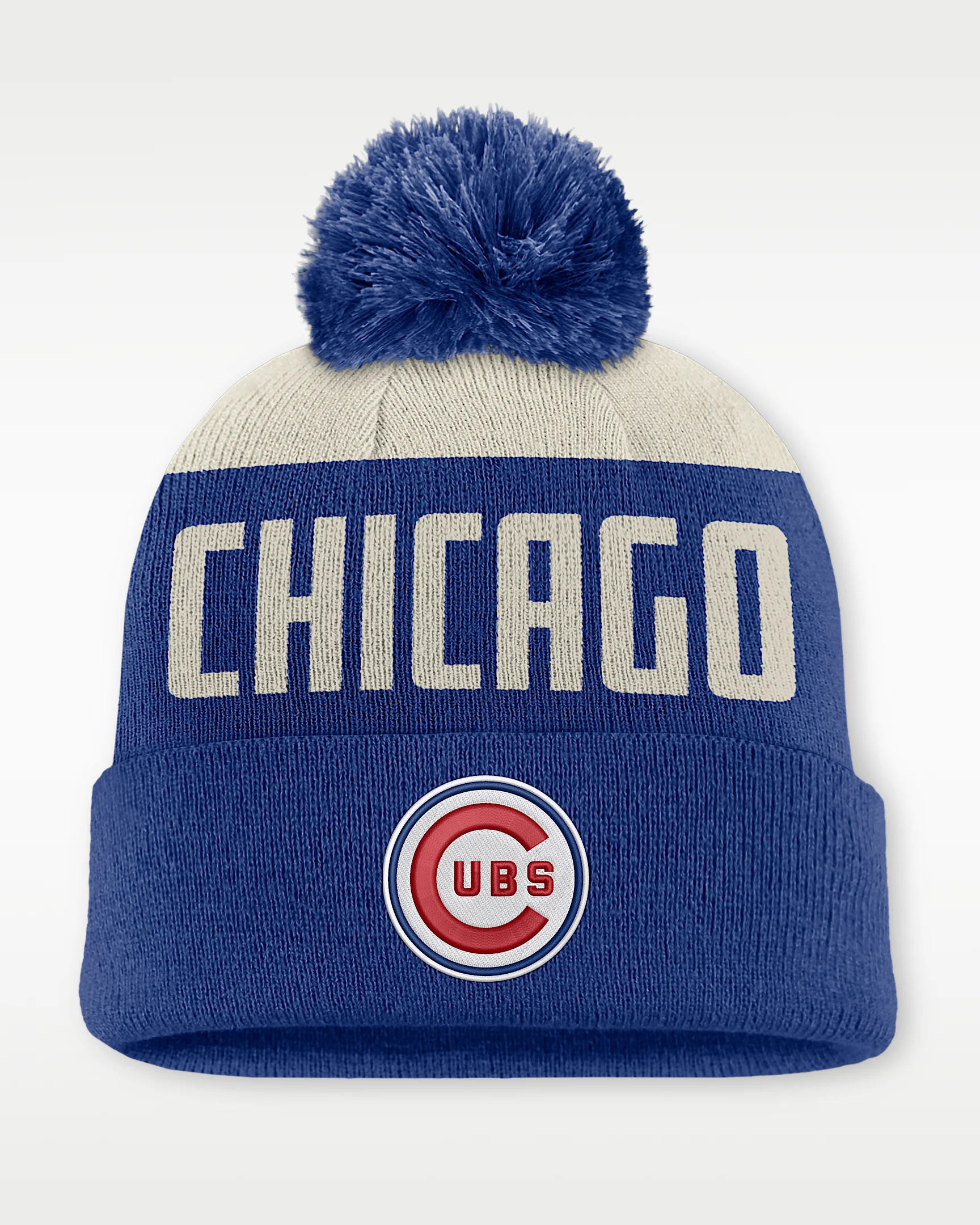 Chicago Cubs Cooperstown Peak Men's Nike MLB Cuffed Pom Beanie - 1