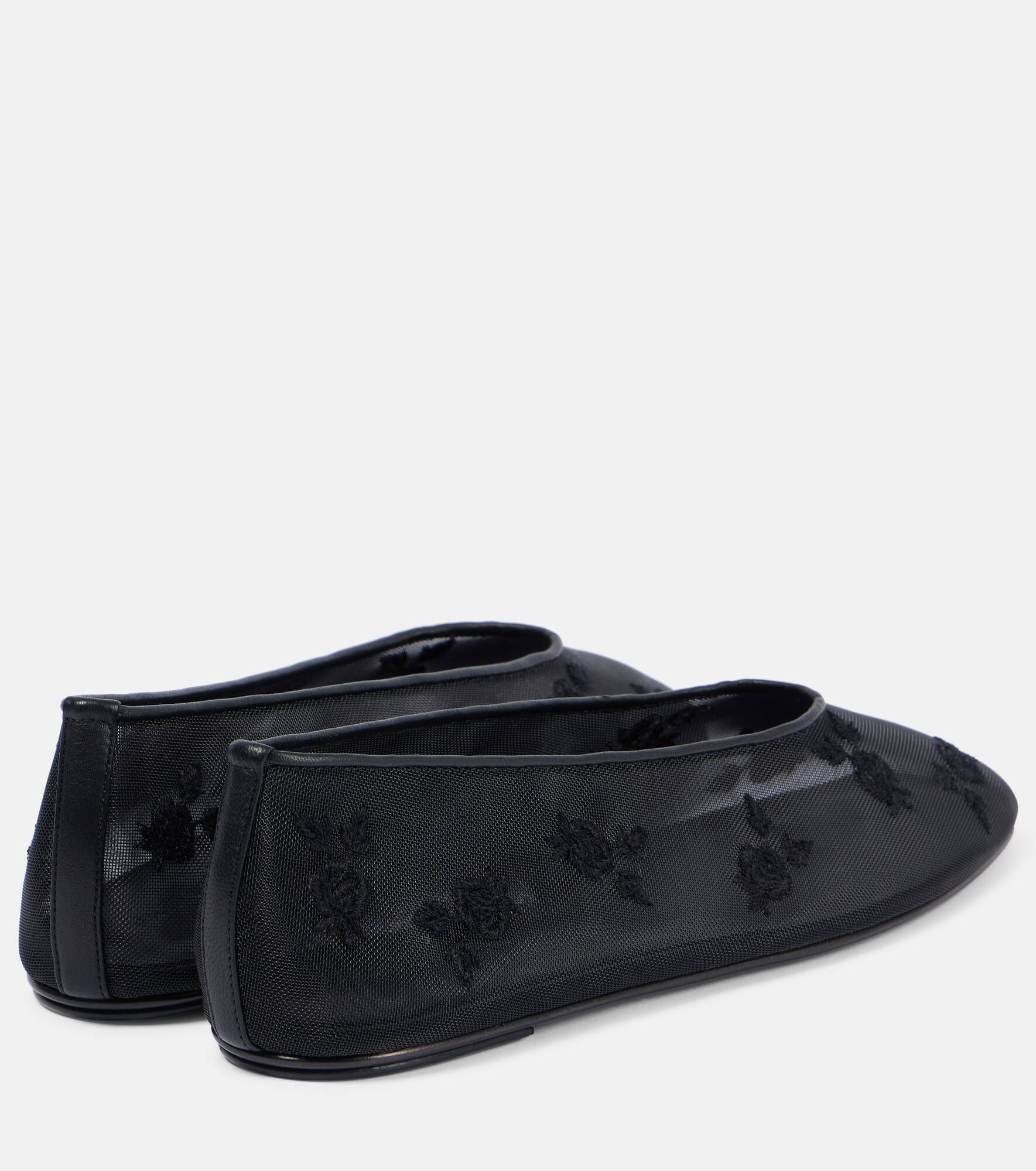 Embroidered mesh ballet flats - 3