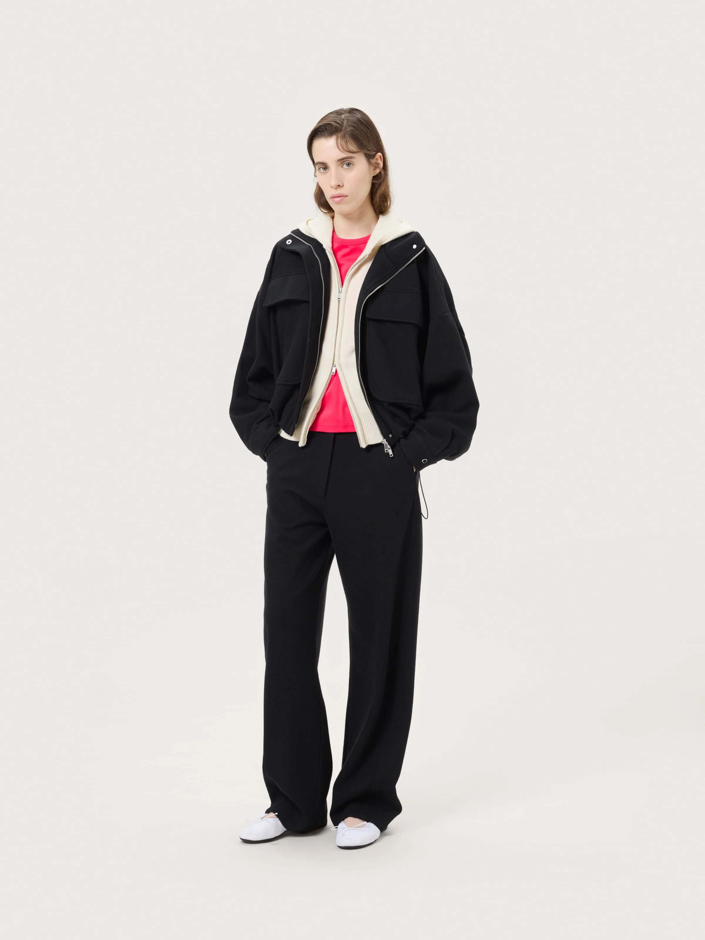 Womens Wool Jersey Trousers - Black - 1