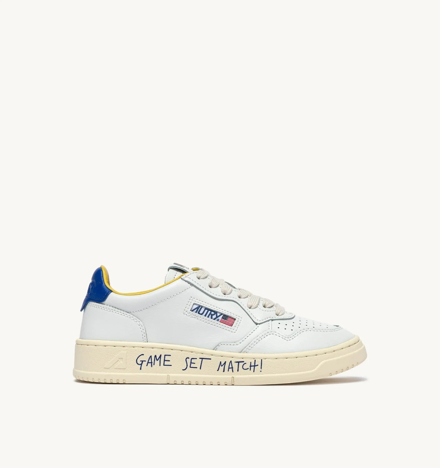 MEDALIST LOW SNEAKERS IN LEATHER COLOR WHITE AND BEAU BLUE WITH LETTERING - 1