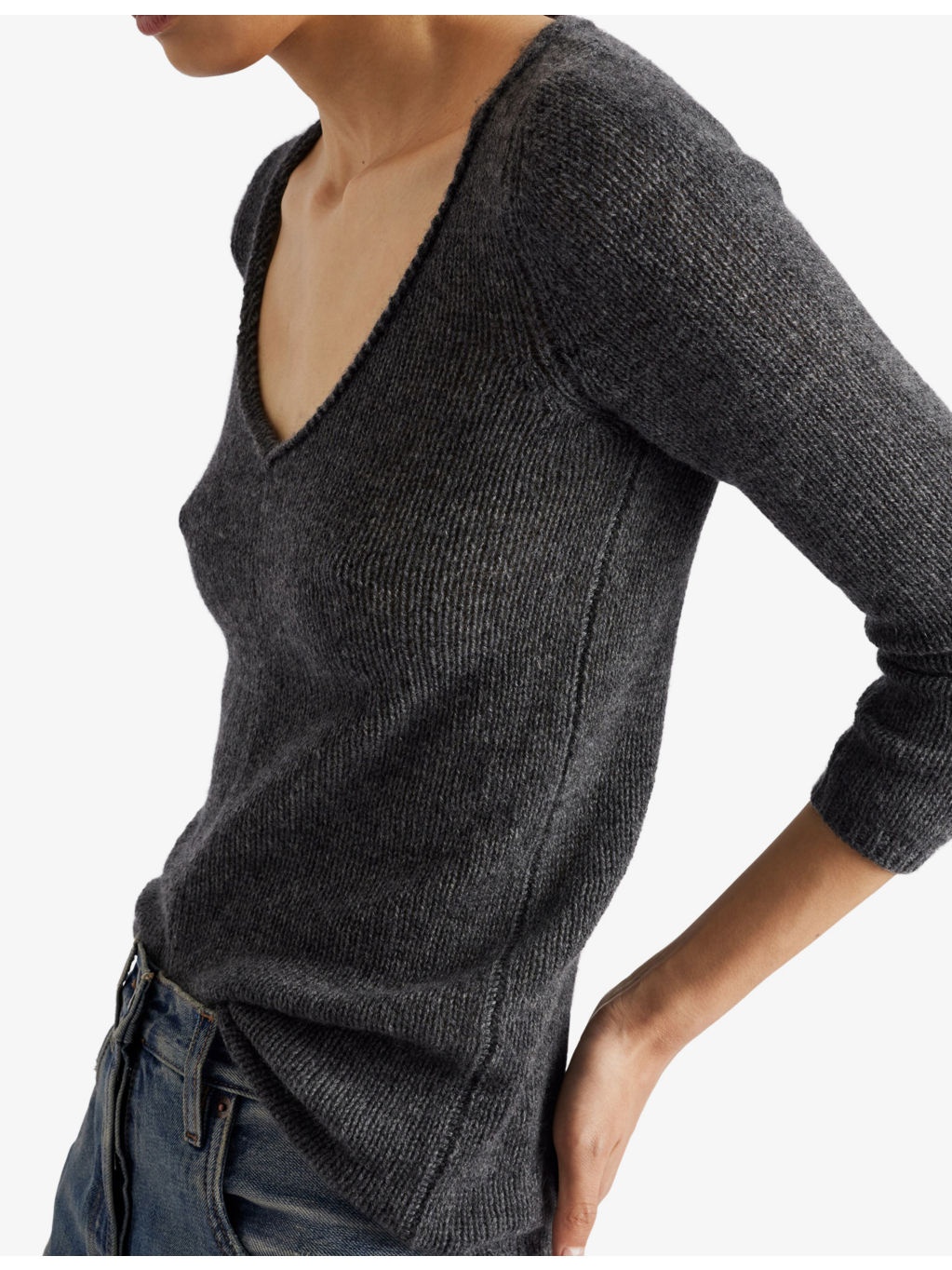 V-Neck Cashmere Knitted Jumper - 5
