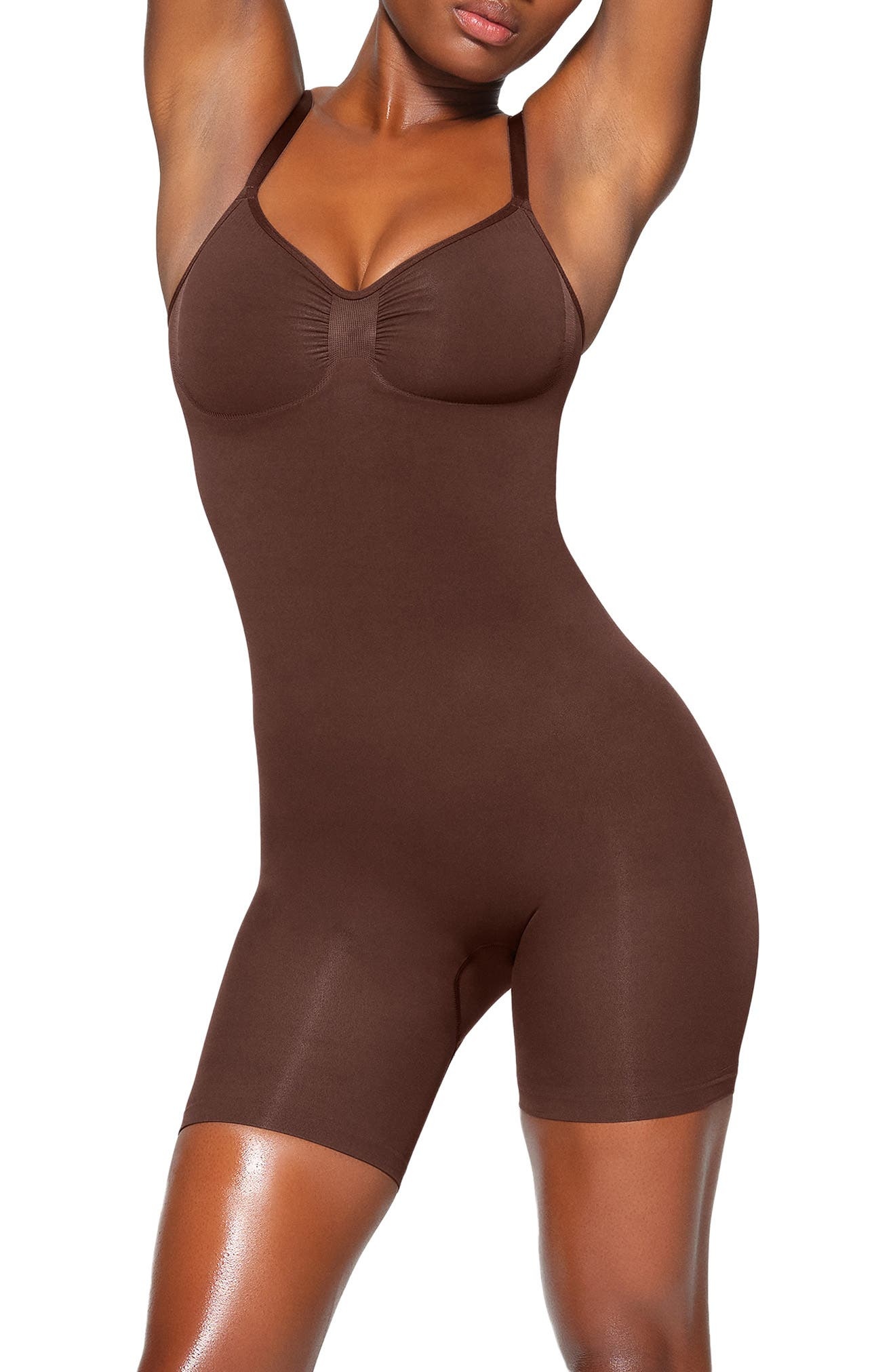 SKIMS Seamless Sculpt Mid Thigh Bodysuit in Cocoa at Nordstrom - 1