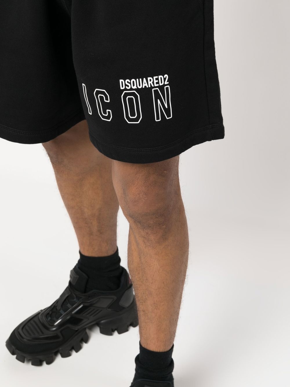 logo print cotton track shorts - 5