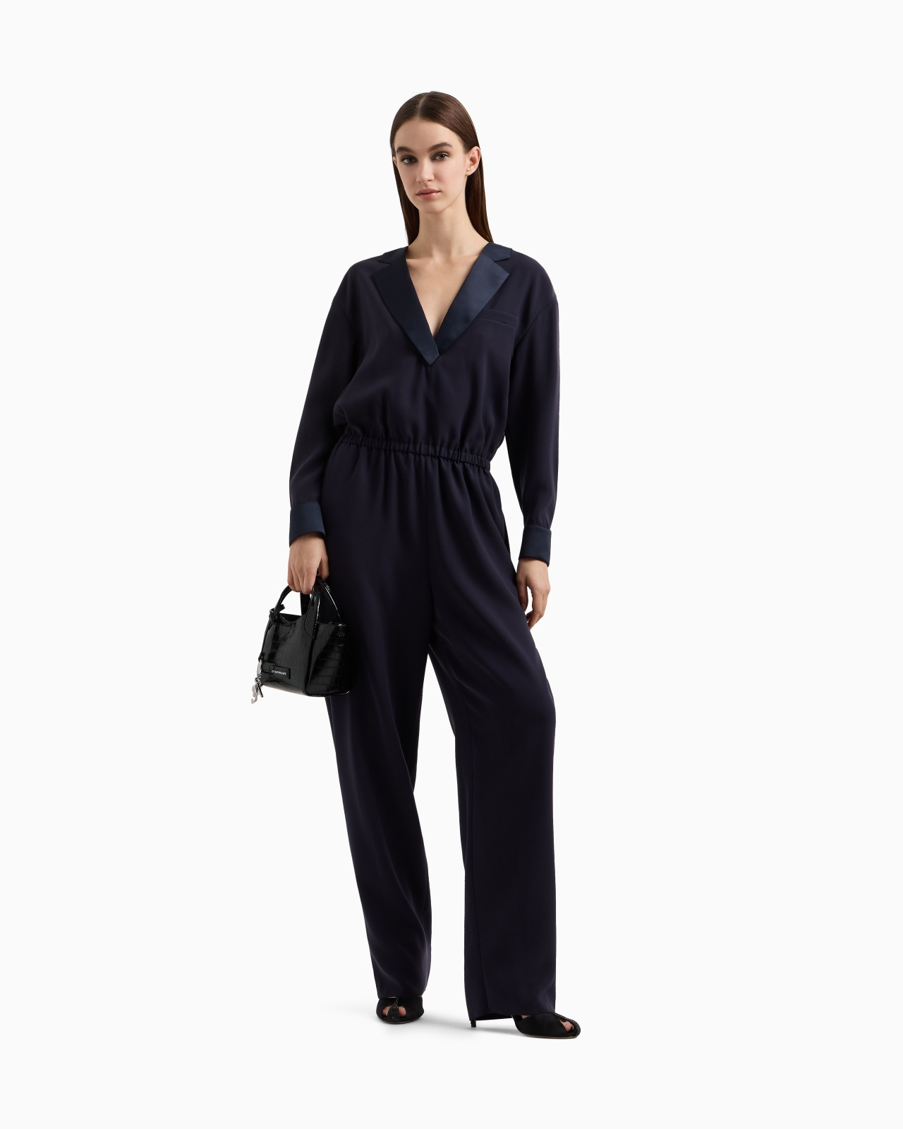TECHNICAL CADY JUMPSUIT WITH SATIN LAPELS - 2