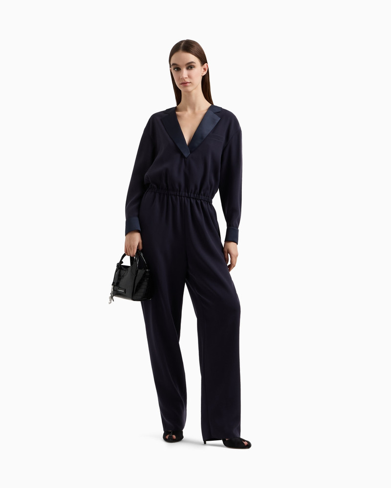 TECHNICAL CADY JUMPSUIT WITH SATIN LAPELS 2