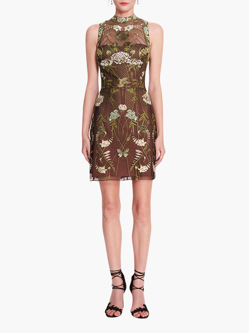 HIGH NECK TULLE MINI DRESS 1