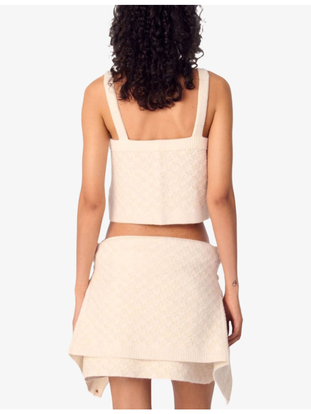 Tweed-Pattern Cropped Knitted Top - 4