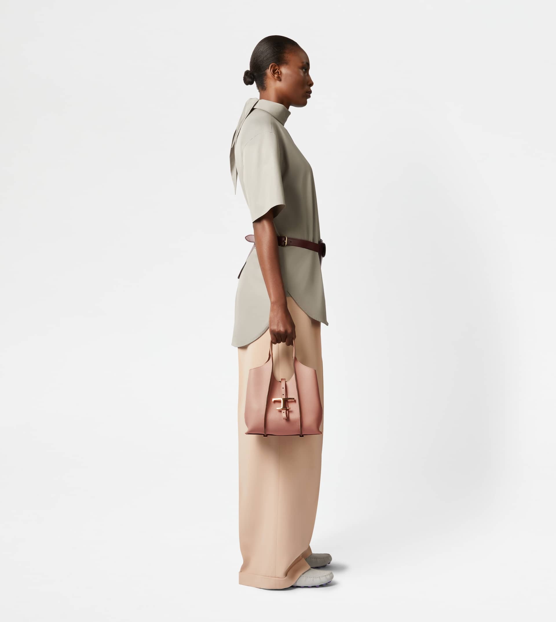 T TIMELESS SHOPPING BAG IN LEATHER MINI - PINK - 3