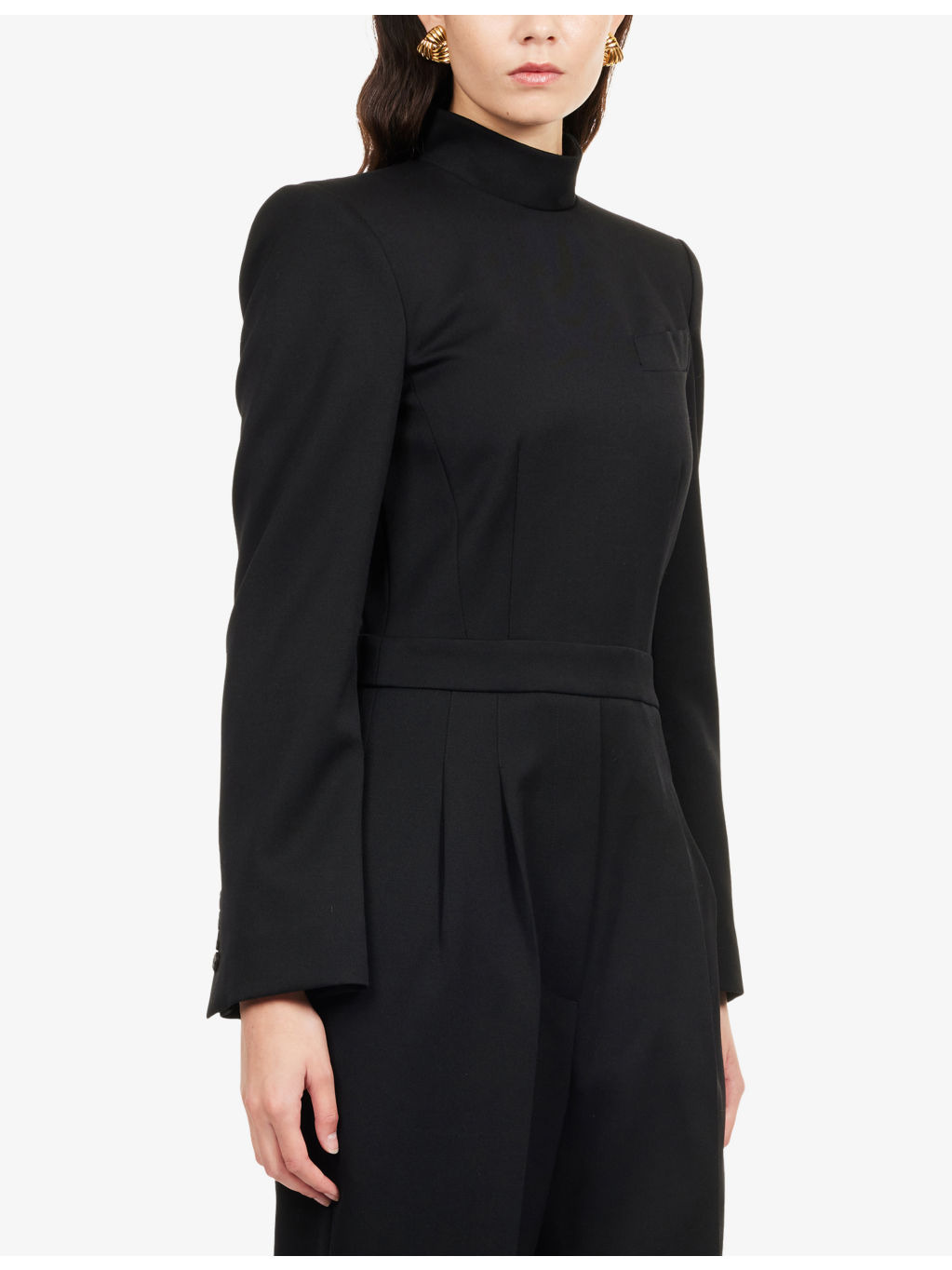 Structured Long-Sleeve Wool Jumpsuit - 3