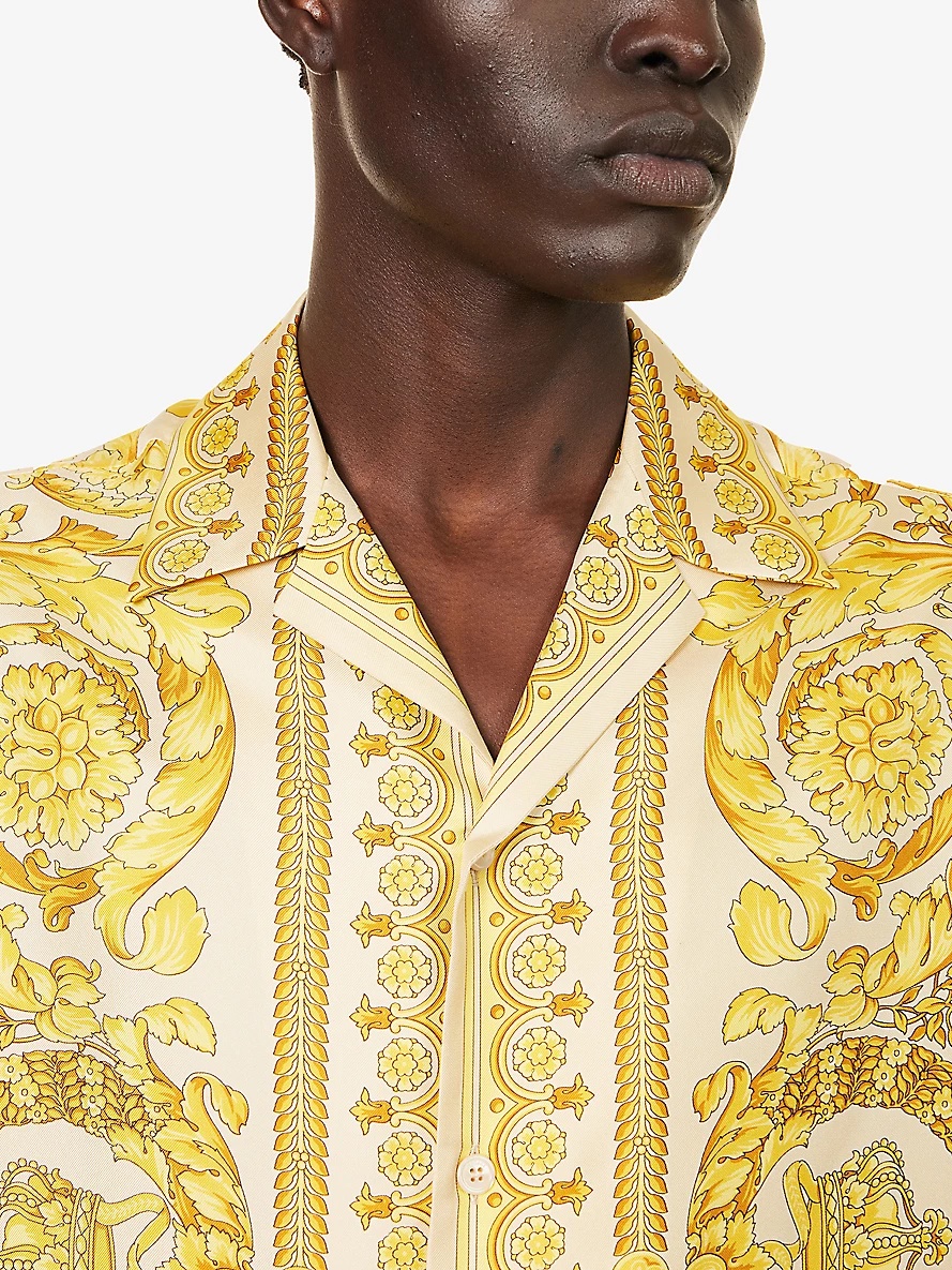 Baroque-print camp-collar silk shirt - 5