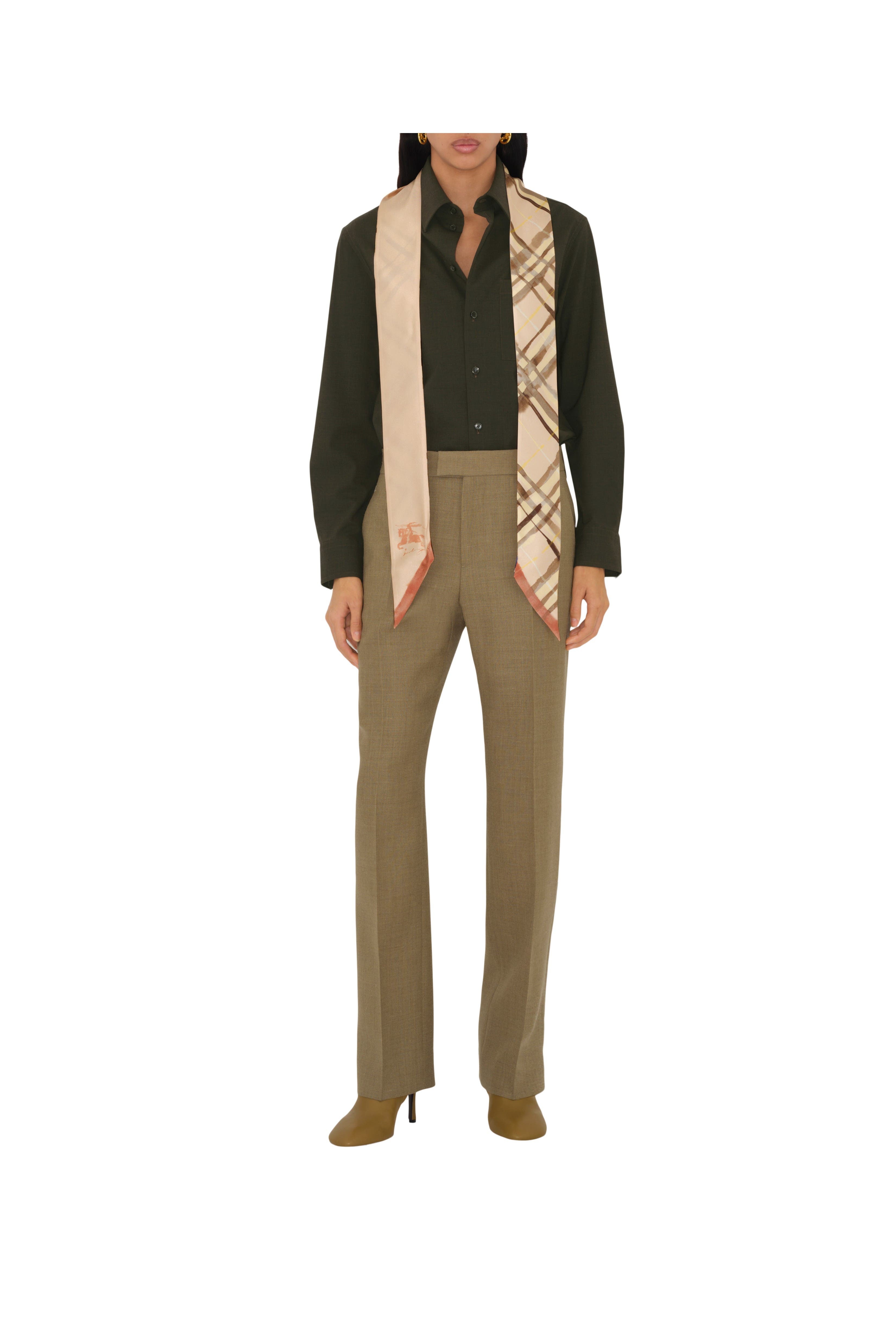 burberry Skinny Reversible Check Silk Scarf in Teacup at Nordstrom - 2
