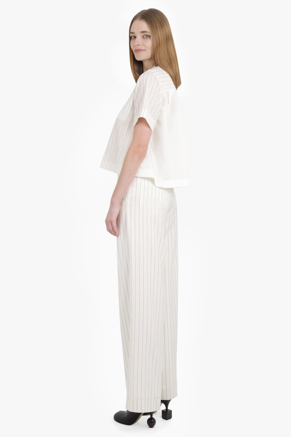 CONTRAST S/S PULLOVER STRIPE TOP | OFF WHITE/BLACK - 6