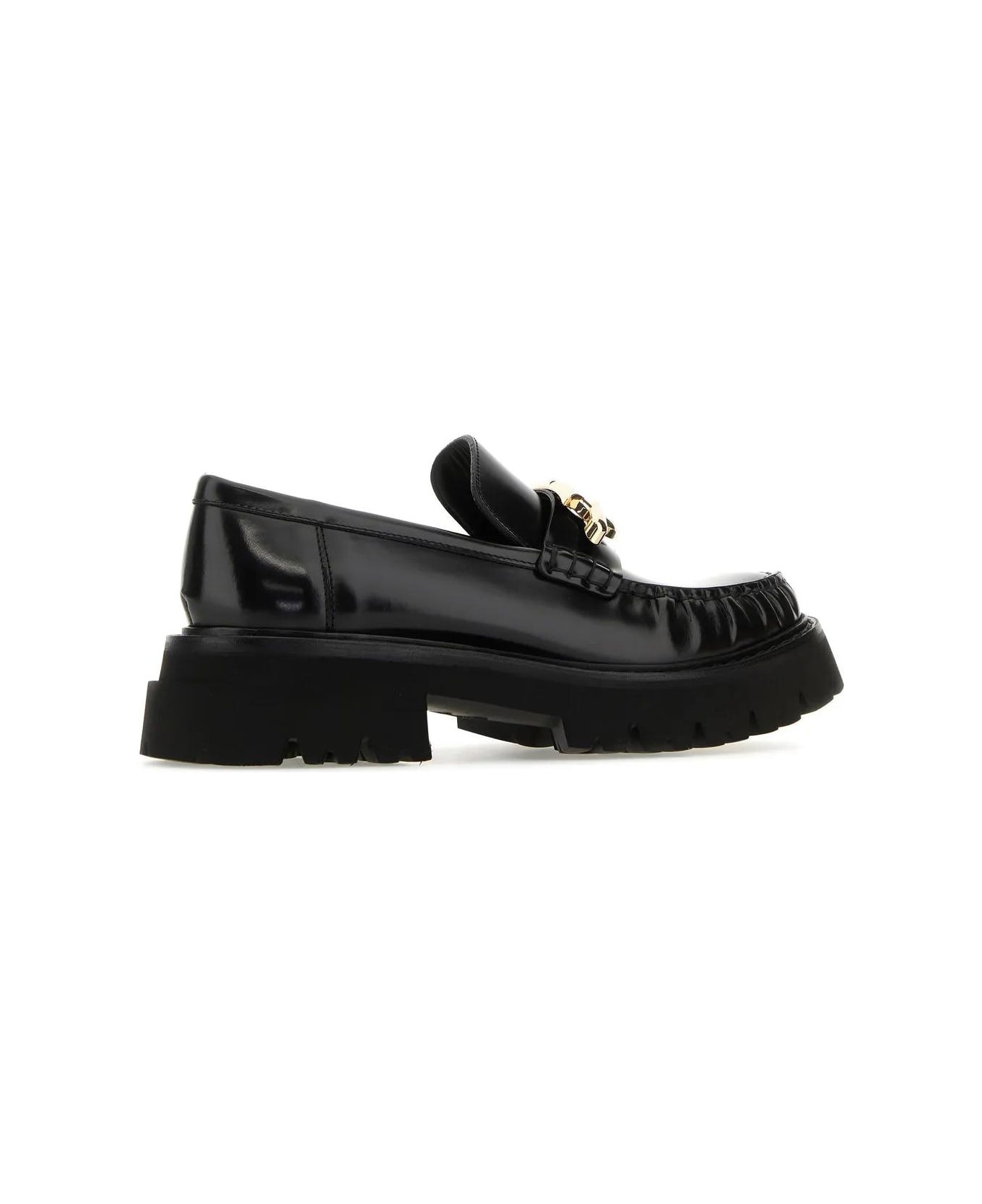 Black Leather Ingrid Loafers - 3