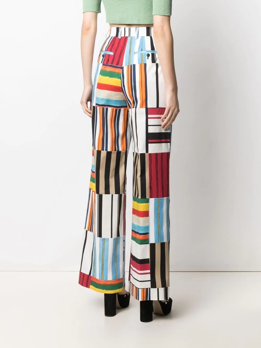 stripe-detail high-waisted trousers - 4