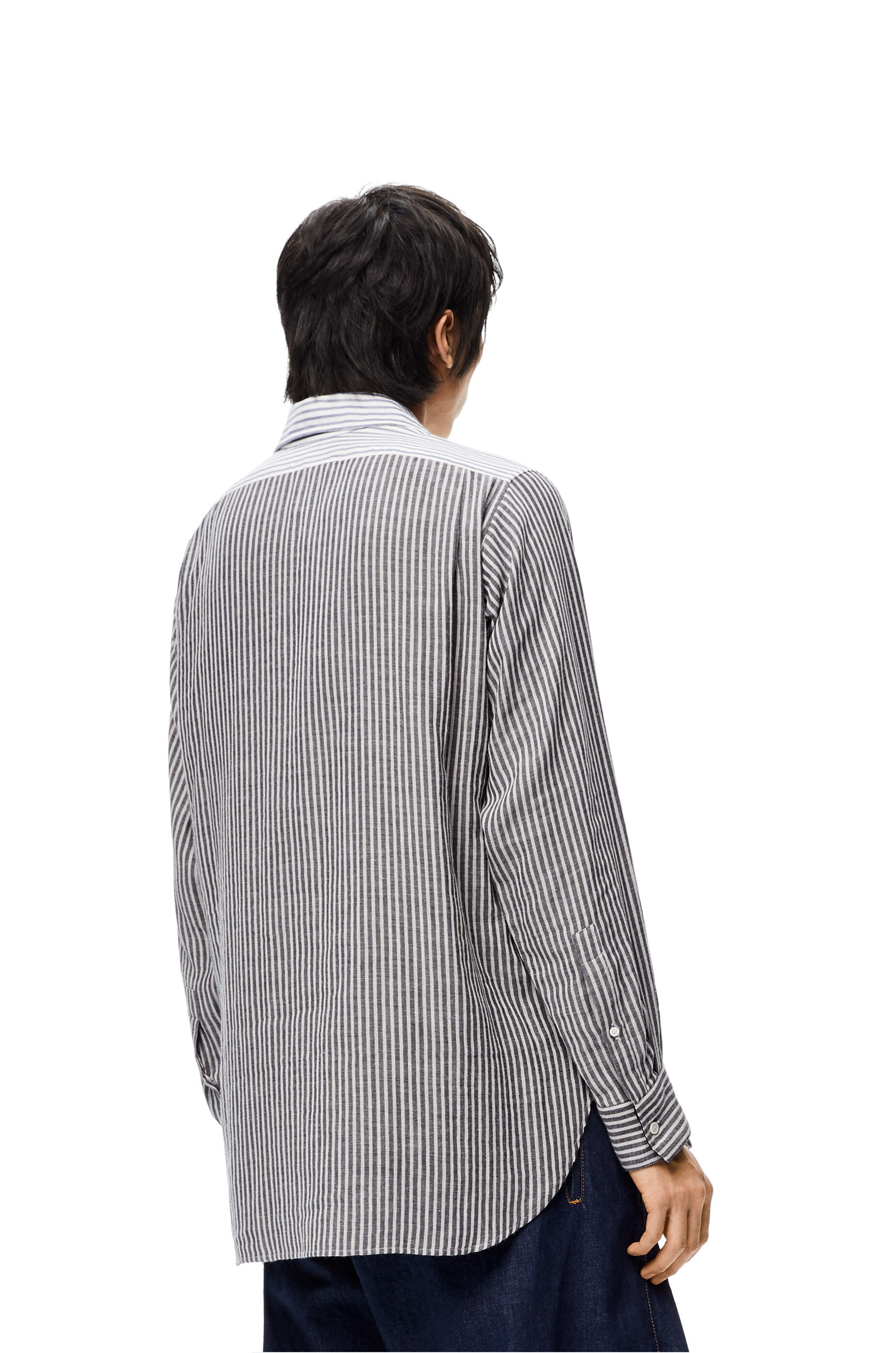 Asymmetric stripe shirt in cotton - 4