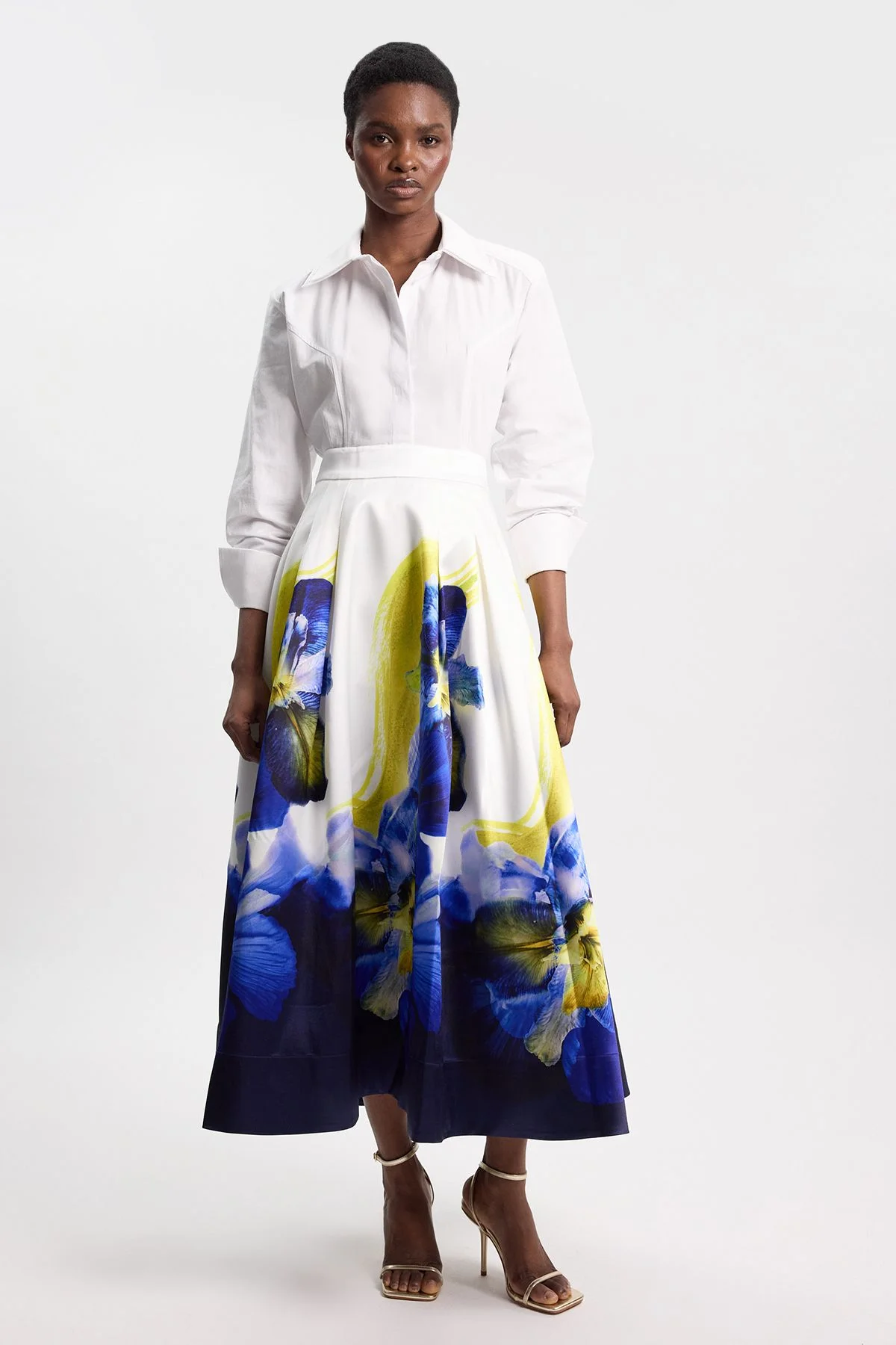 Photographic Floral Twill Prom Skirt - 1