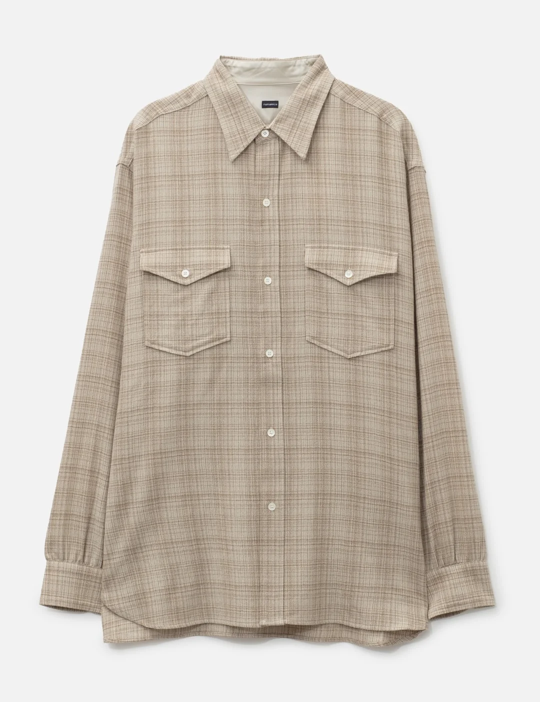REGULAR COLLAR WOOL PLAID SHIRT - 1