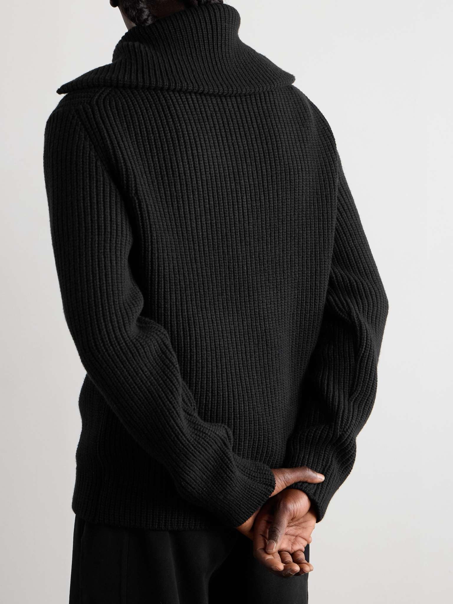 Logo-Appliquéd Ribbed Wool Half-Zip Sweater - 3