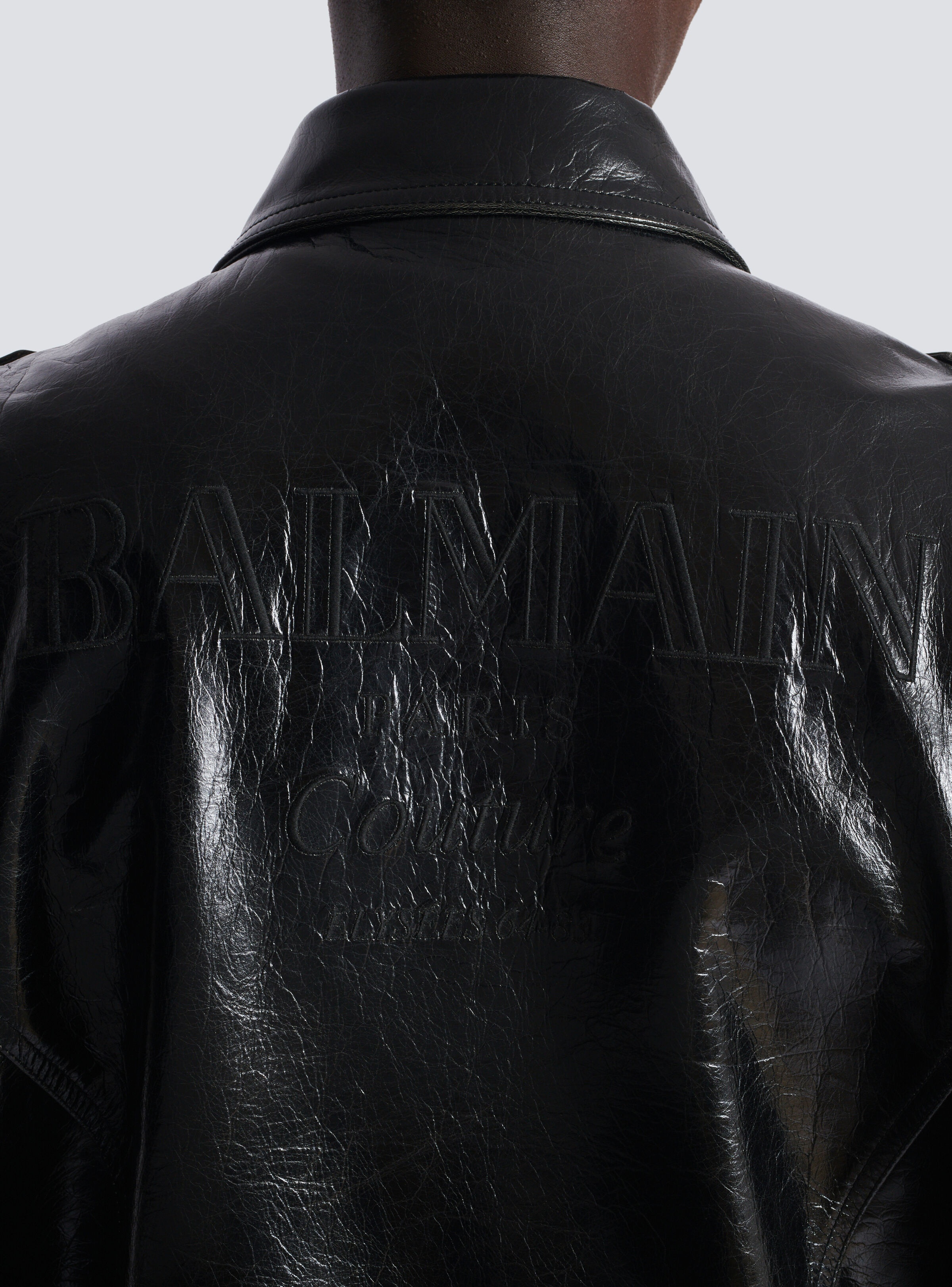 Leather and cotton biker jacket - 9