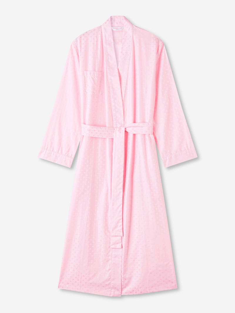 Women's Long Dressing Gown Kate 7 Cotton Jacquard Pink 1