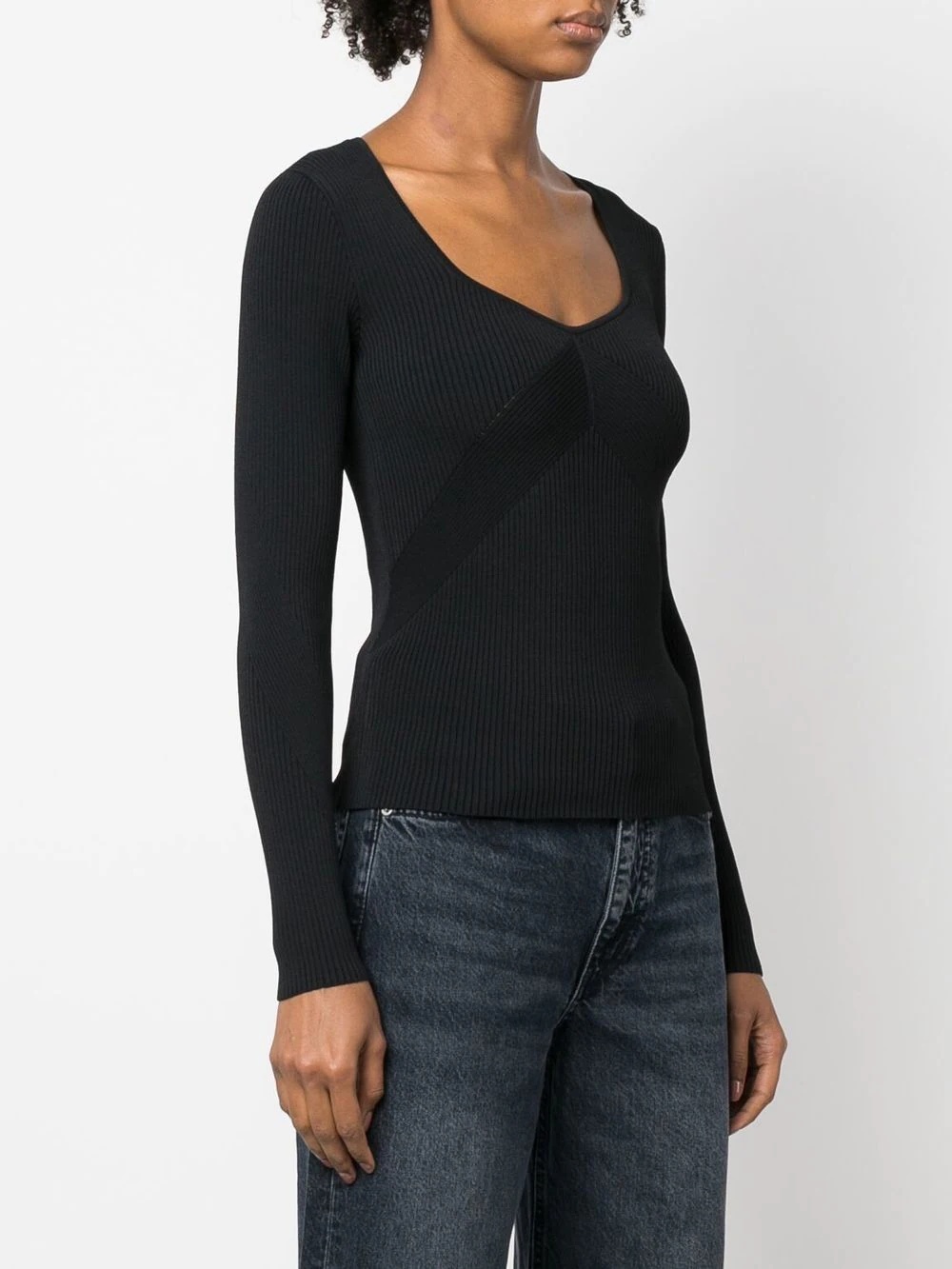 U-neck long-sleeved top - 3