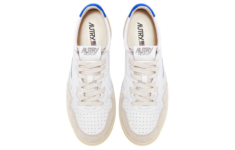 AUTRY Medalist Low Leather and Suede 'White Beige Blue' AULM-LS49 - 3