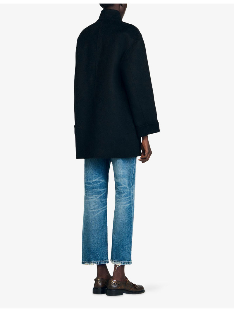Oversized Long-Sleeve Wool Pea Coat 4