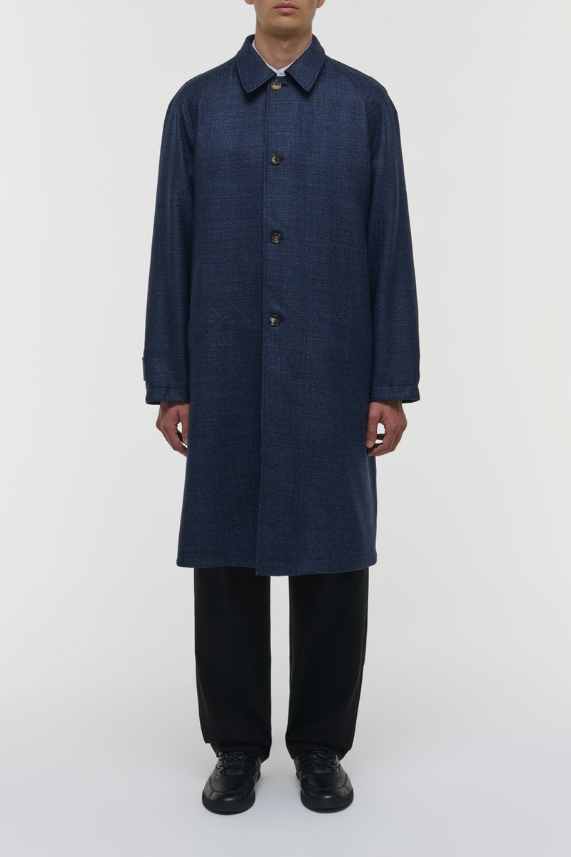 Alain Reversible Coat in Black & Electric Navy Virgin Wool 5
