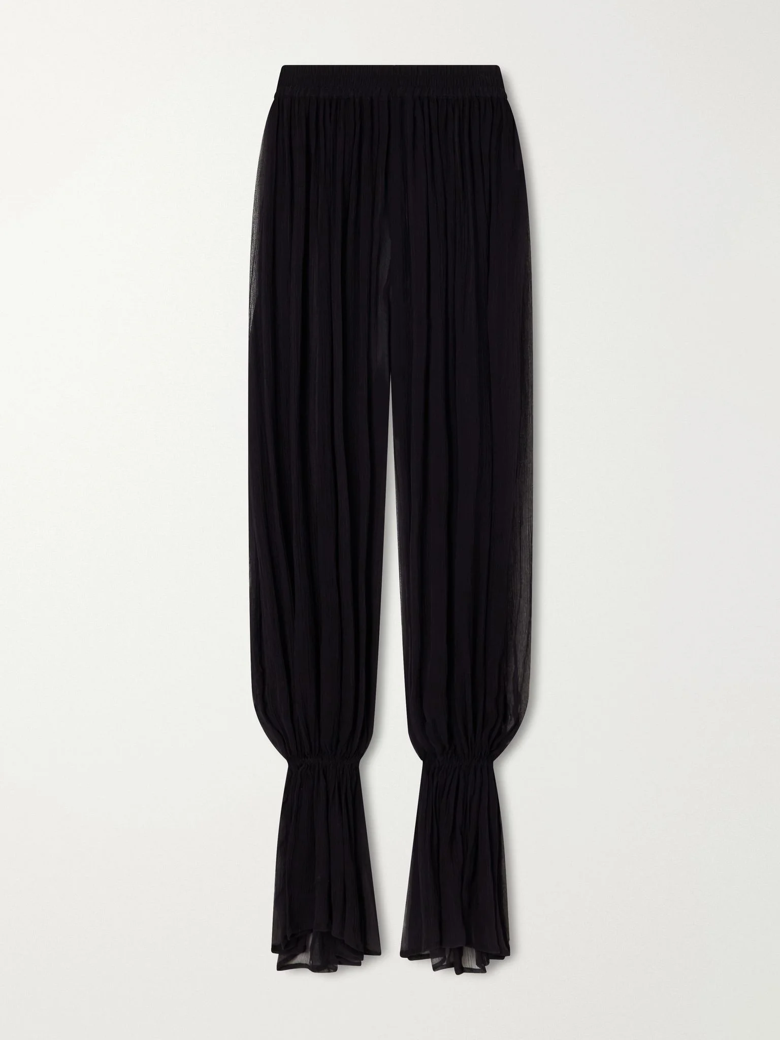 Keats Onyx gathered chiffon tapered pants Black - 1