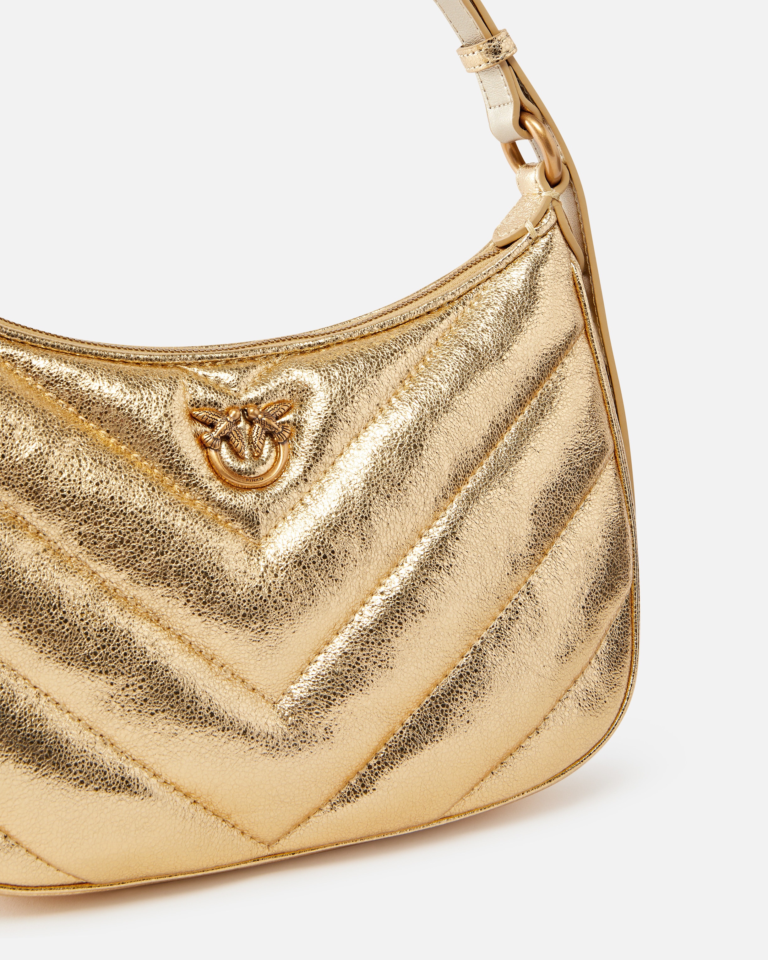 HALF MOON SMALL SHOULDER BAG IN LAMINATED LEATHER - 3