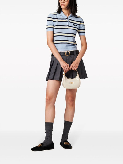 Miu Miu striped knitted cotton polo shirt outlook