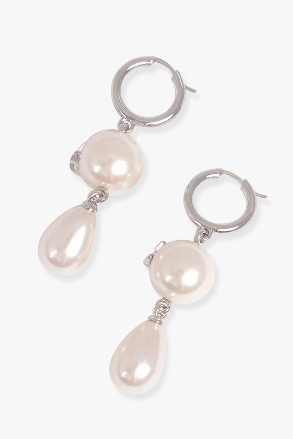 MARTHA ORB PEARL DROP EARRINGS | WHITE/SILVER - 2
