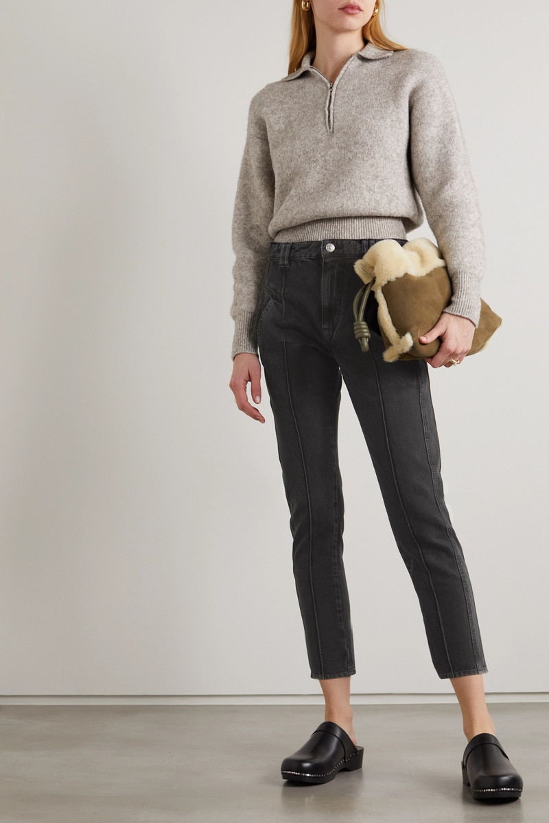 Isabel Marant Étoile Tilly cropped paneled high-rise slim-leg jeans outlook