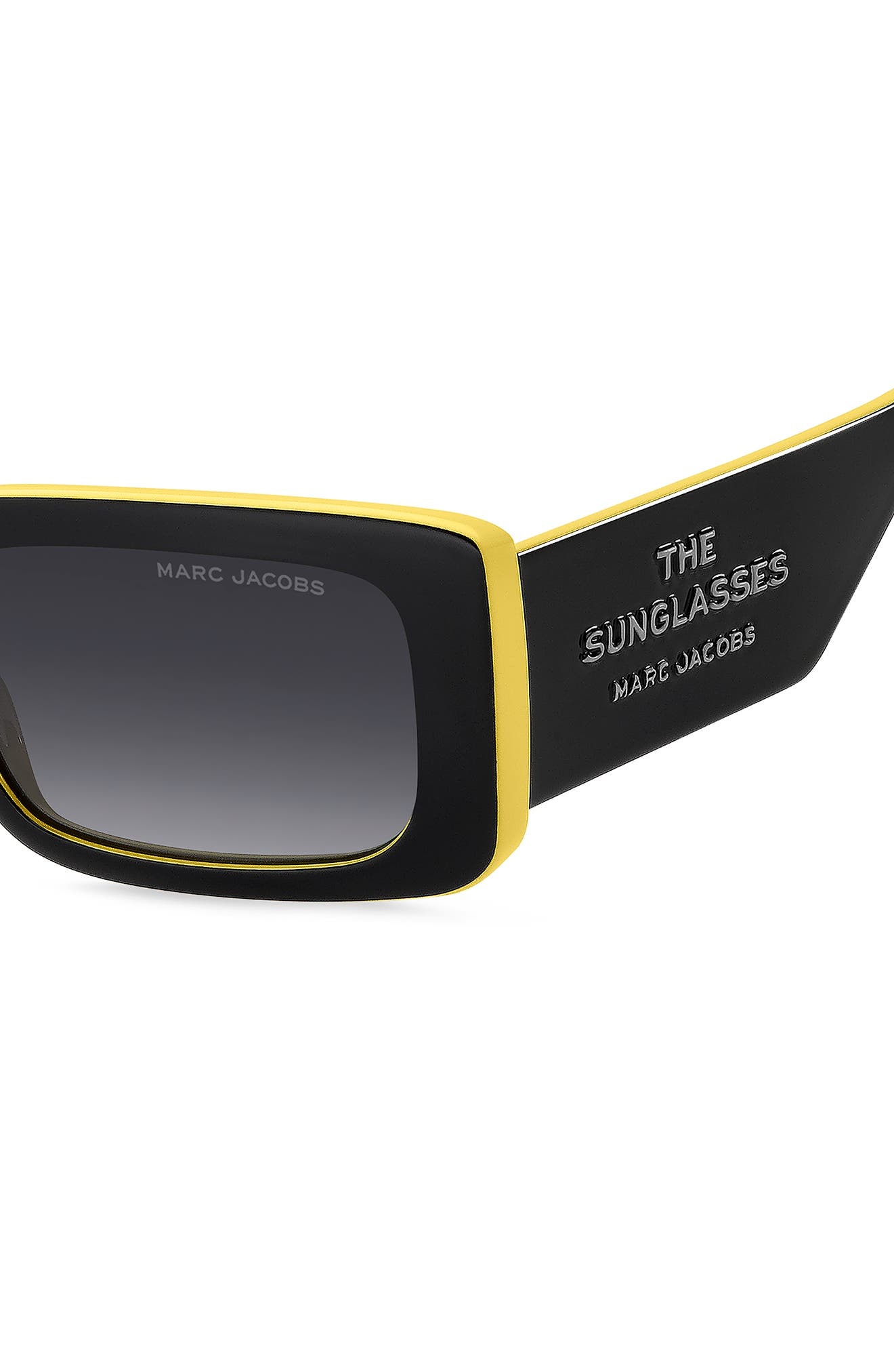 Marc Jacobs 53mm Gradient Rectangular Sunglasses in Black Yellow at Nordstrom - 4