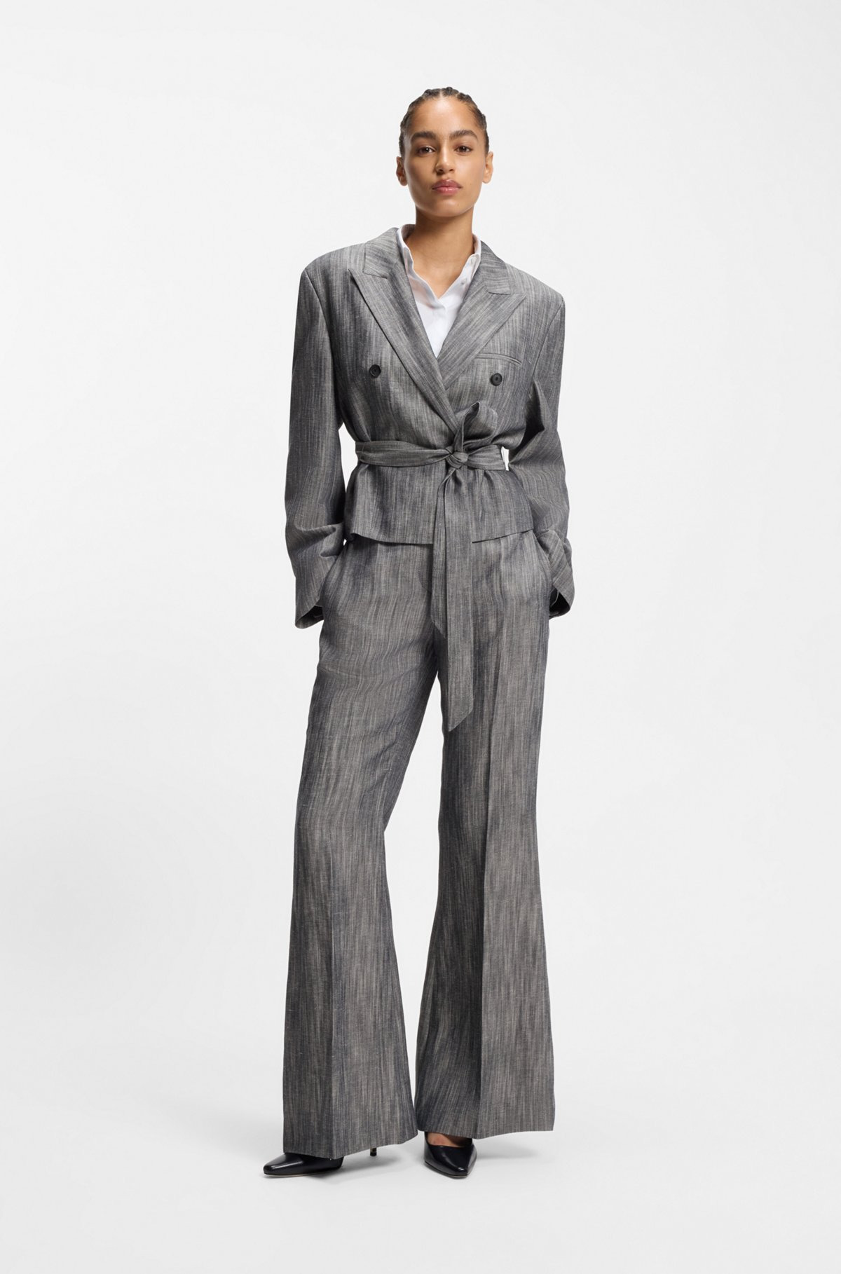 REGULAR-FIT TROUSERS IN MELANGE DENIM - 3