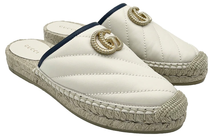 (WMNS) Gucci Leather Espadrilles With Double G Slides 'White' 628565-BKO60-9087 - 2