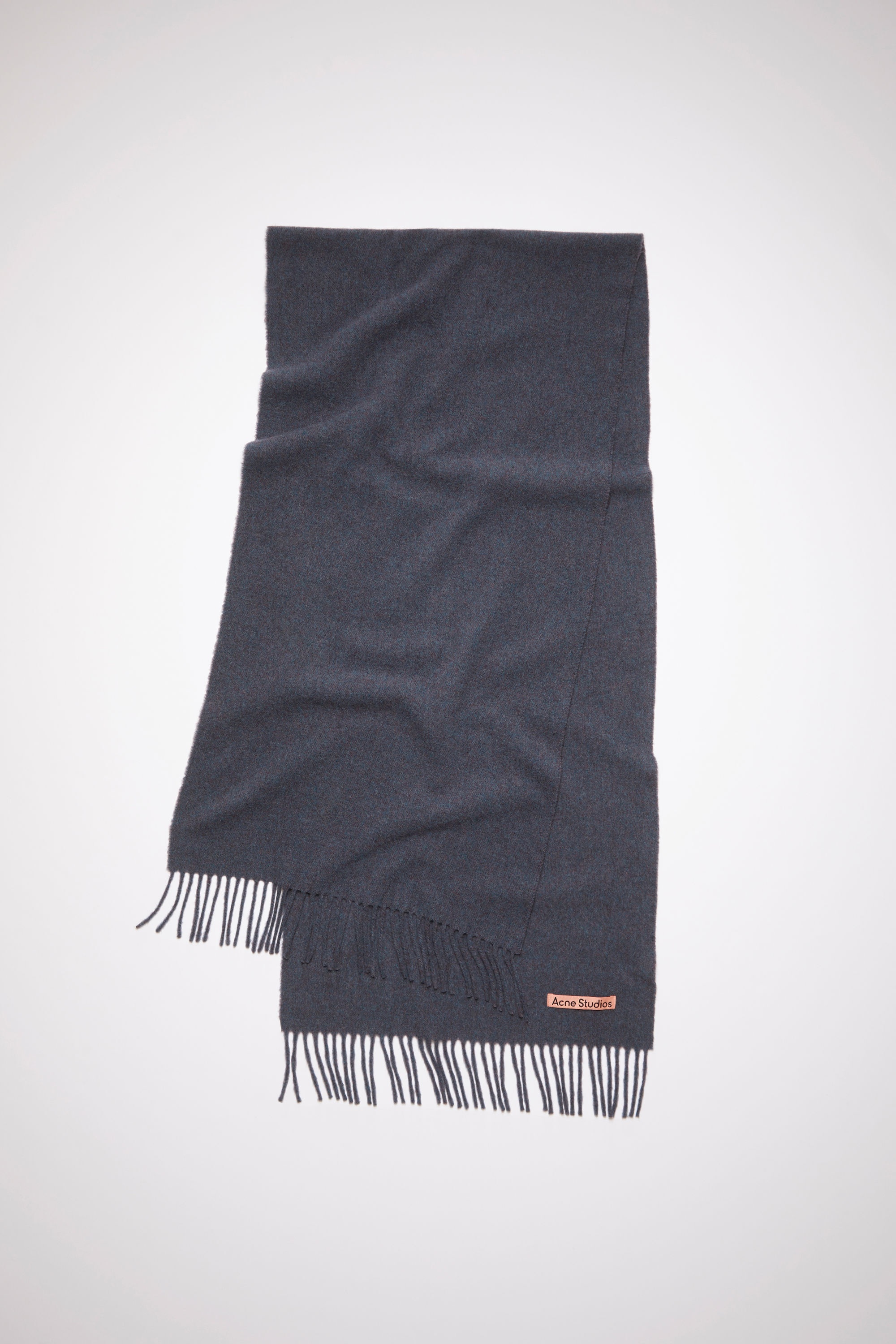 Fringe wool scarf - Narrow - Purple Melange - 1