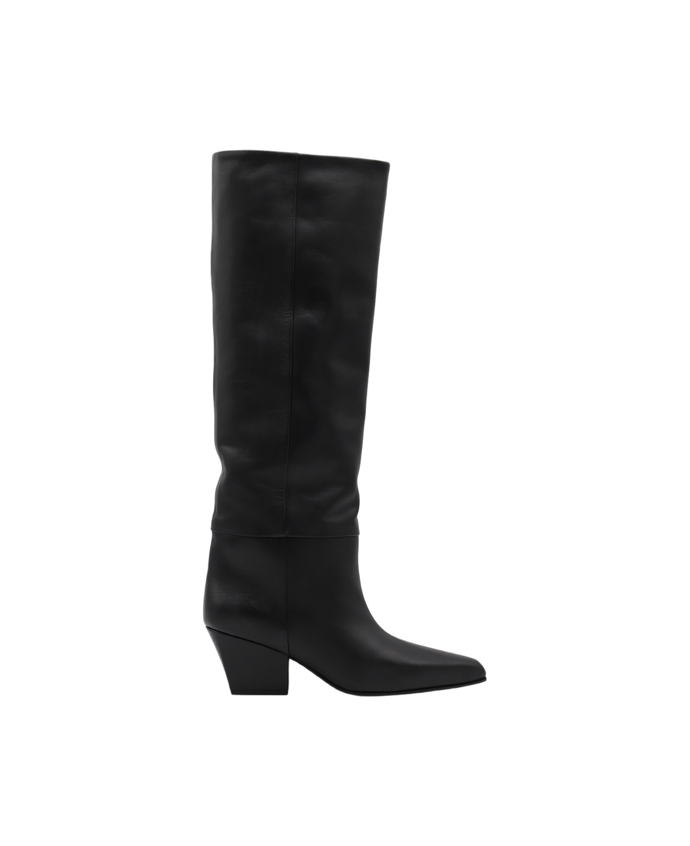 Black Leather Jane Boots - 1