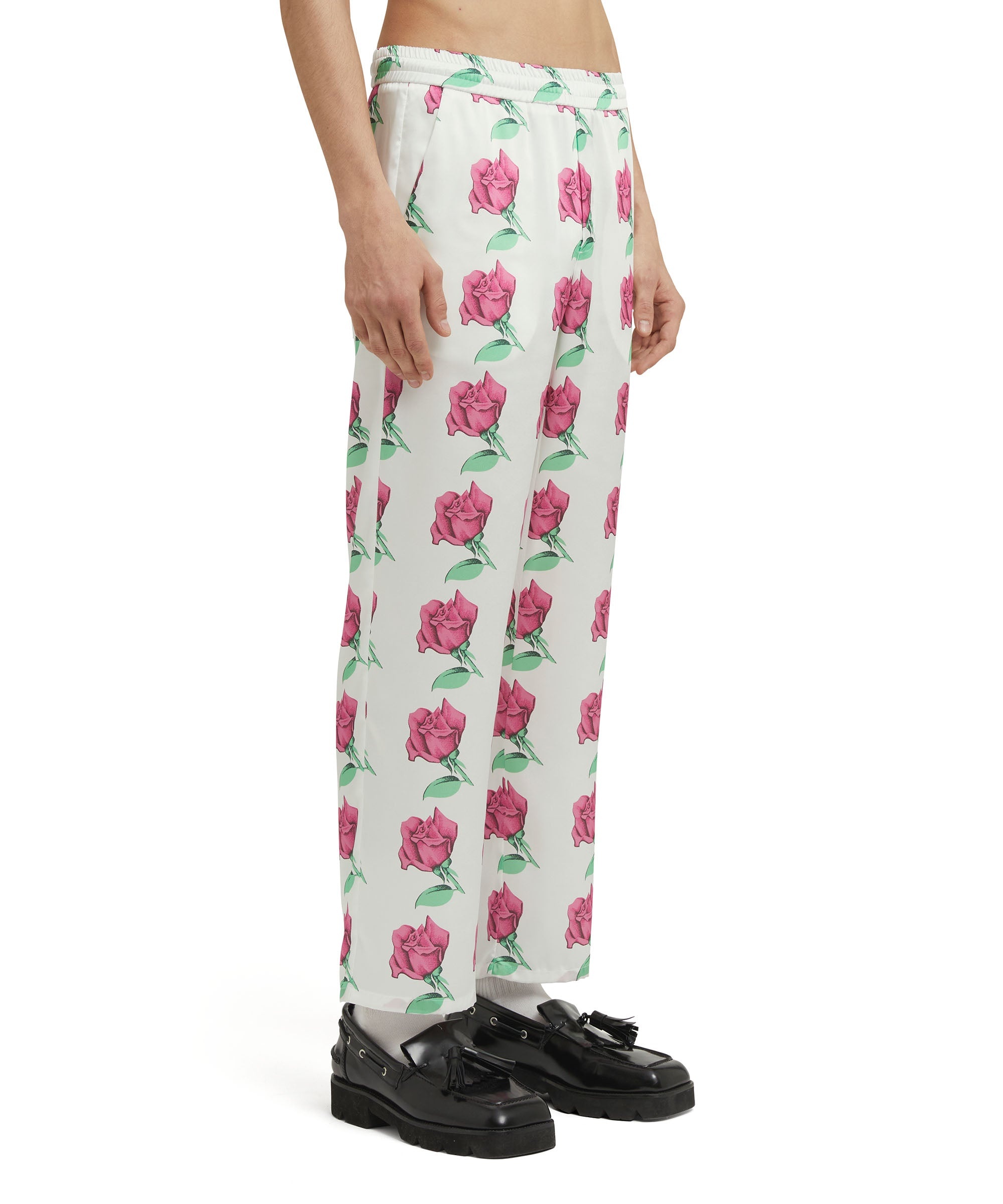 Trousers with "Emblem on Roses printed satin" print - 4