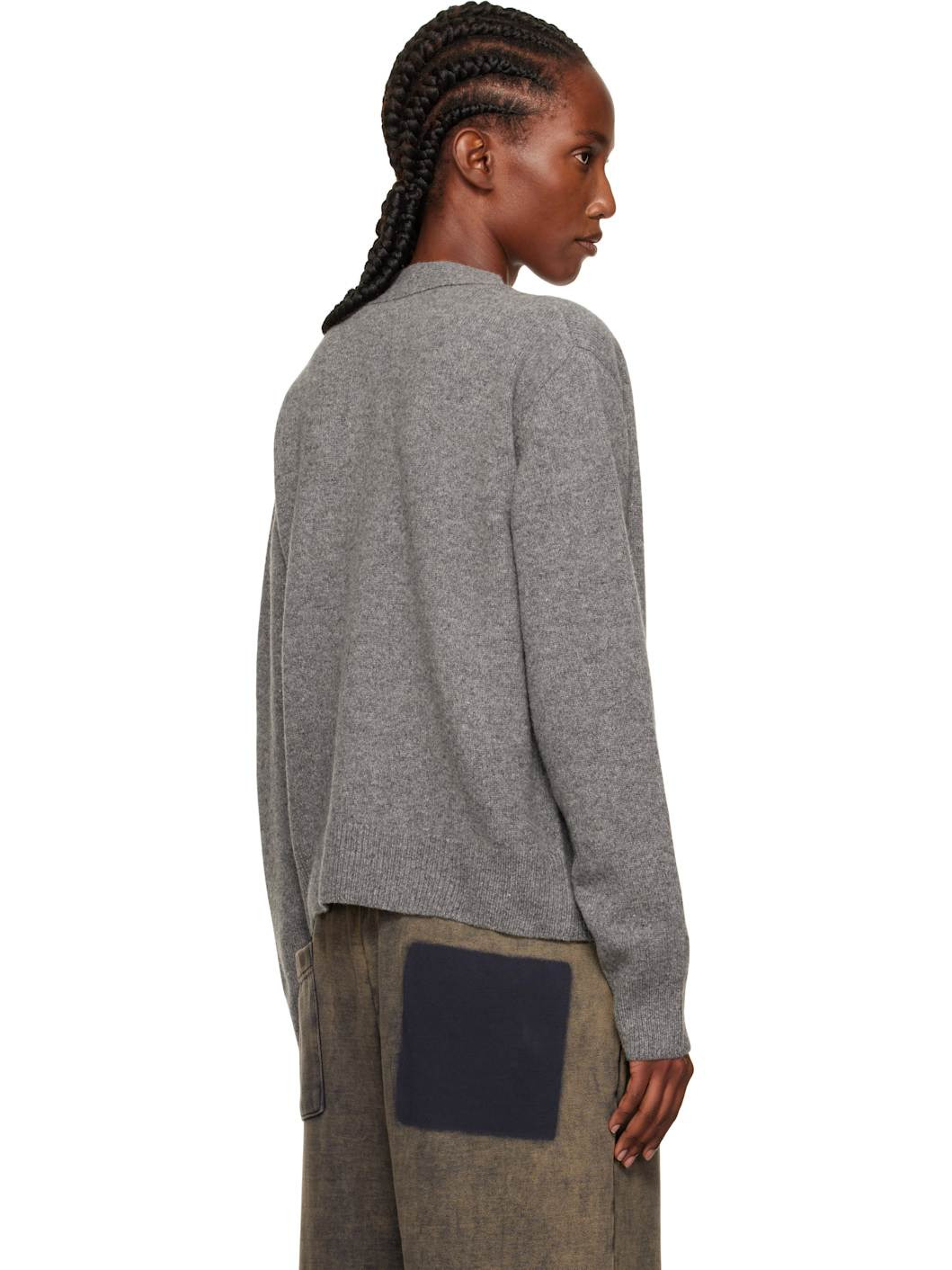 Gray Pocket Logo Knit Cardigan - 3