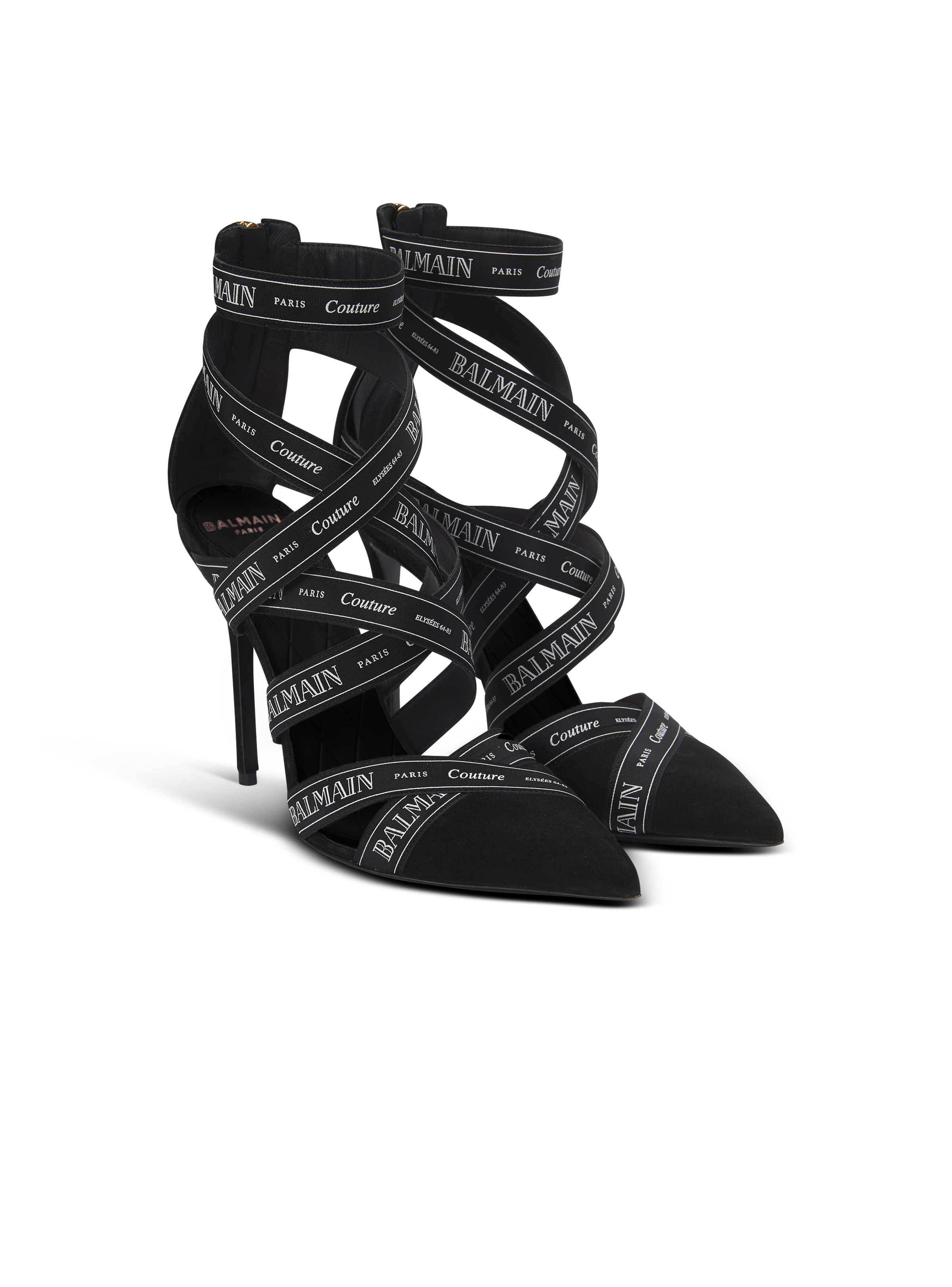 Couture suede heels with Balmain ribbon motif - 2